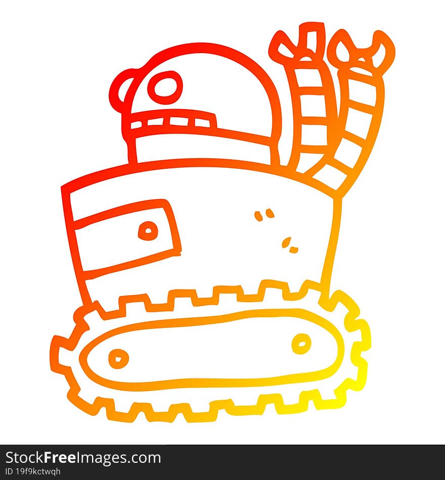 warm gradient line drawing cartoon robot