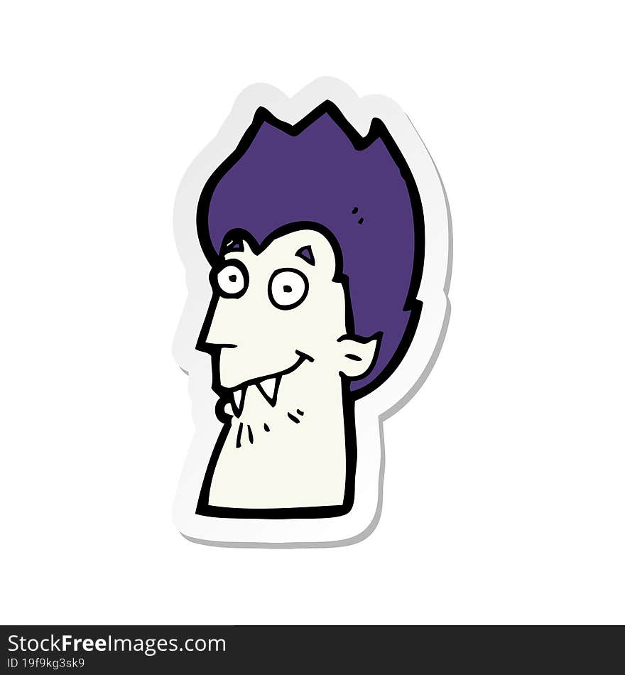 Sticker Of A Cartoon Vampire Head