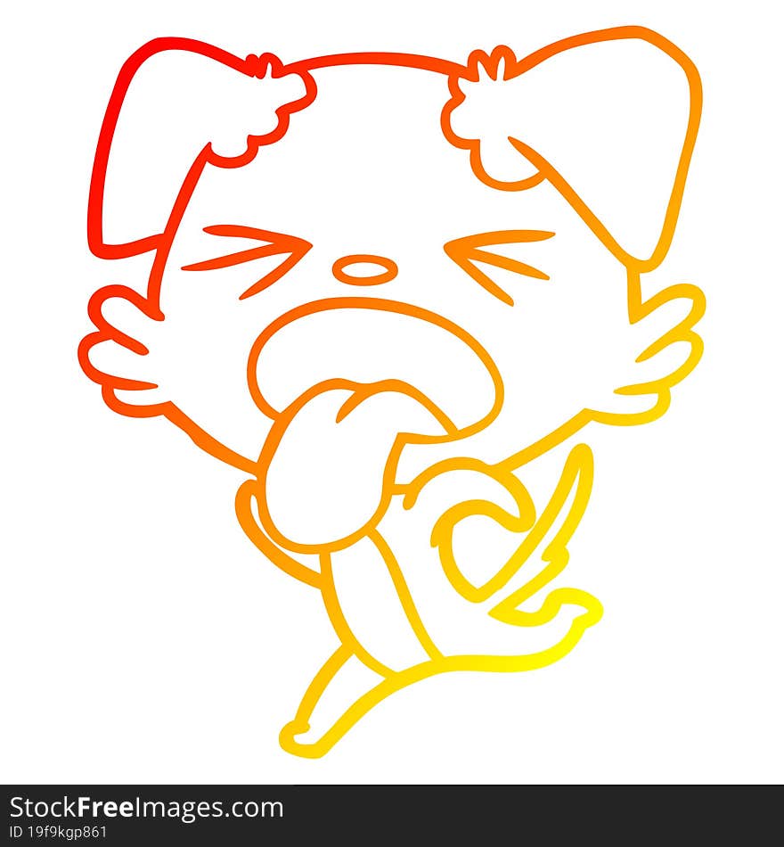 warm gradient line drawing cartoon running dog