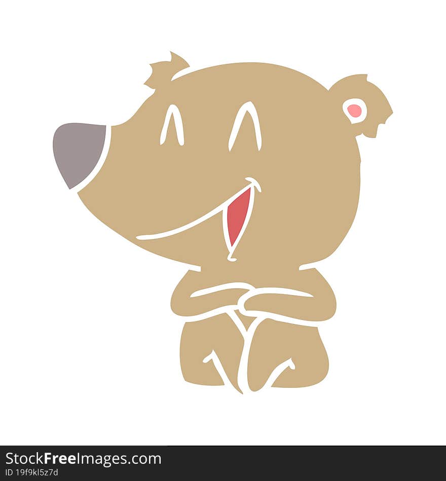 laughing bear flat color style cartoon