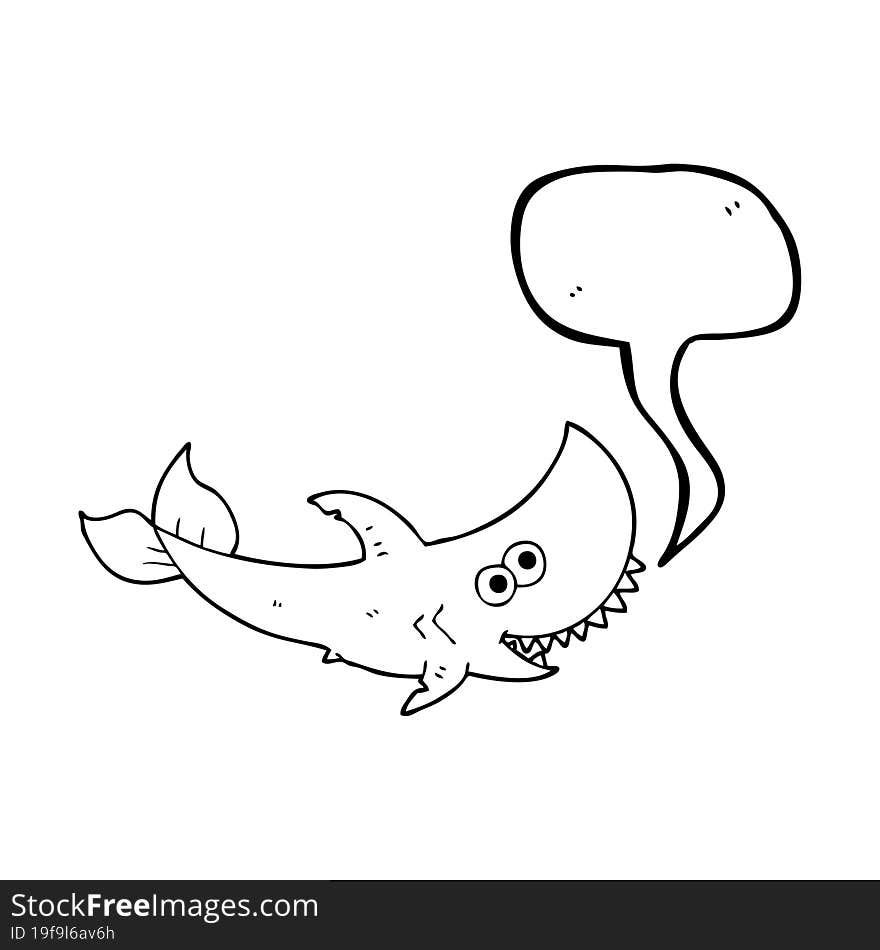 freehand drawn speech bubble cartoon shark