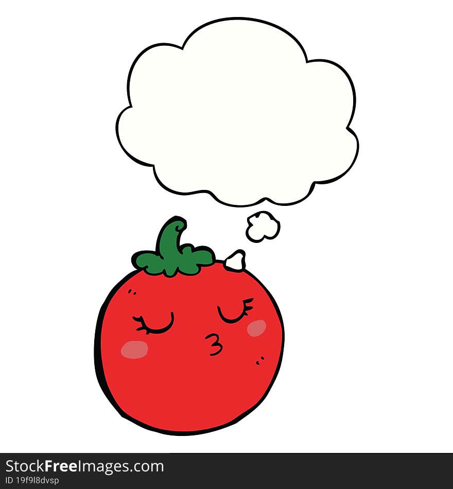 cartoon tomato and thought bubble