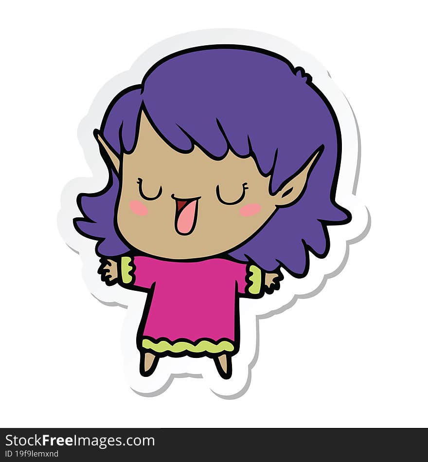 sticker of a cartoon elf girl