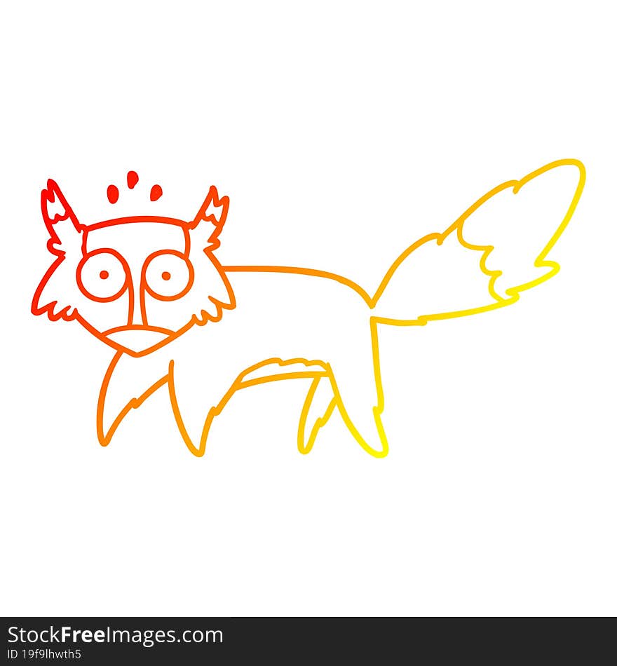 warm gradient line drawing cartoon startled fox