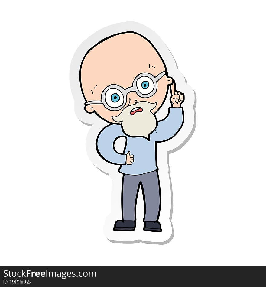 Sticker Of A Cartoon Old Man