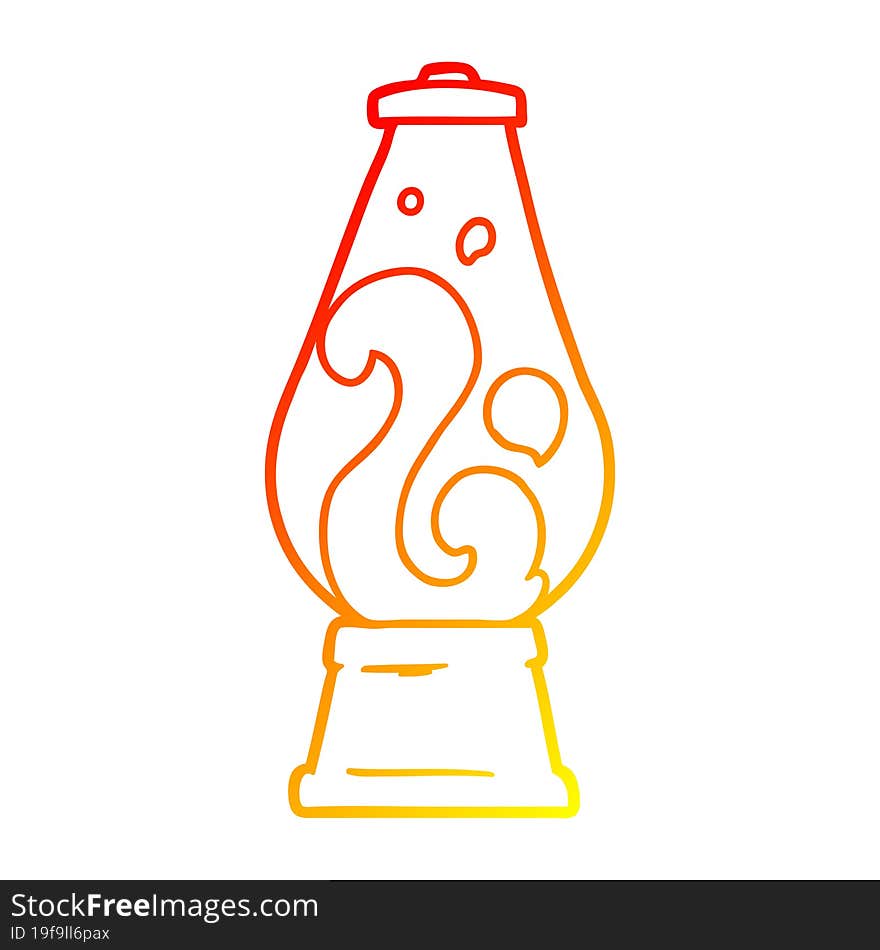 warm gradient line drawing of a cartoon retro lava lamp