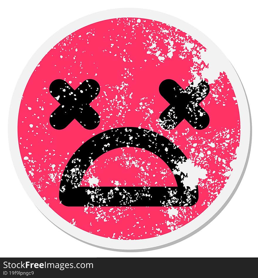 gasping dead face circular sticker