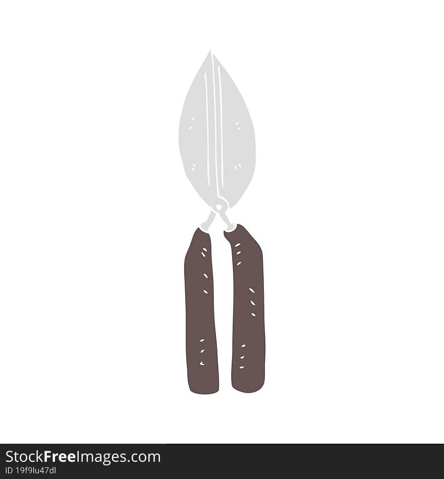 Flat Color Illustration Of A Cartoon Shears