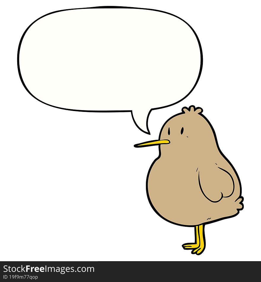 cute cartoon kiwi bird and speech bubble