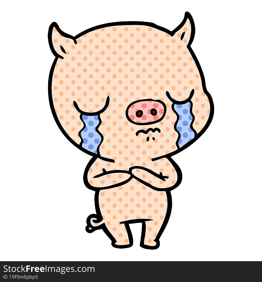 cartoon pig crying. cartoon pig crying