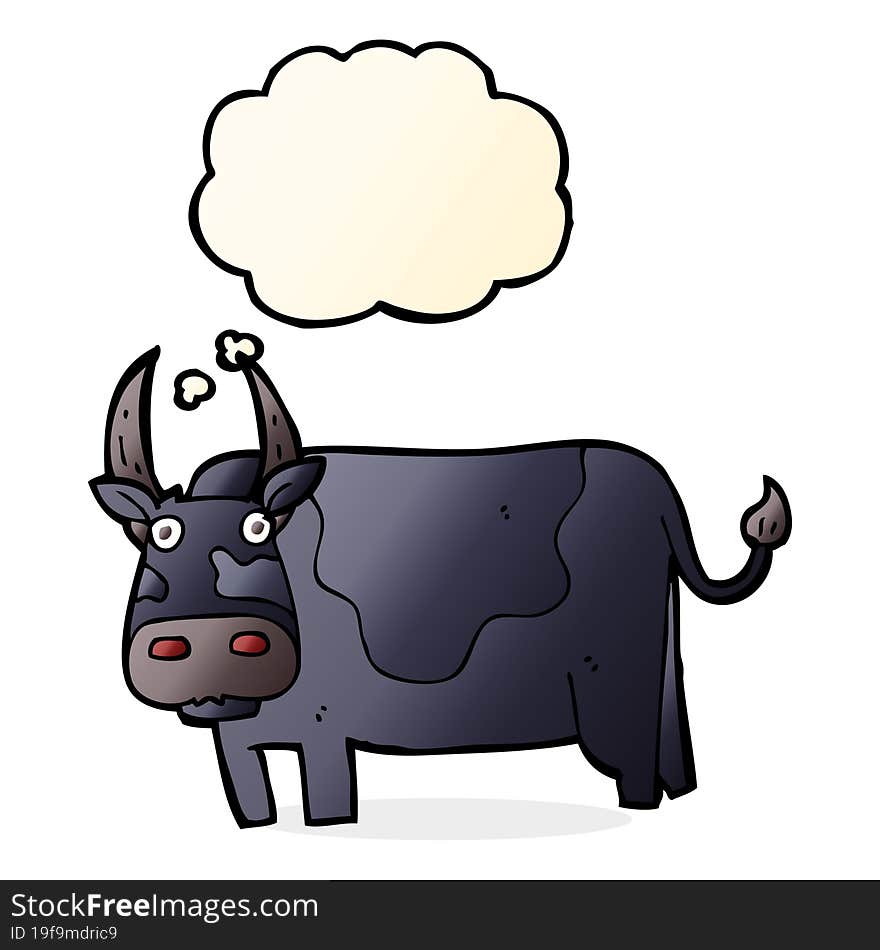 cartoon bull with thought bubble