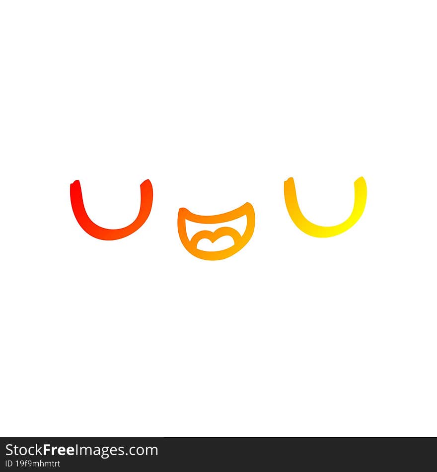 warm gradient line drawing of a cute cartoon face