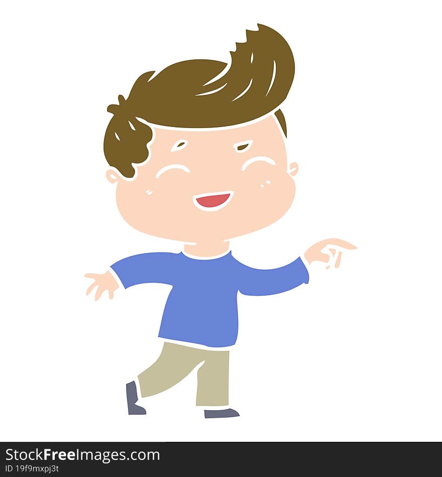 flat color style cartoon man laughing