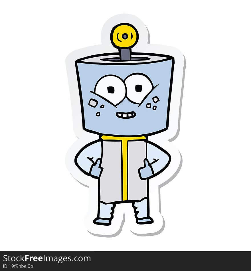 sticker of a happy cartoon robot