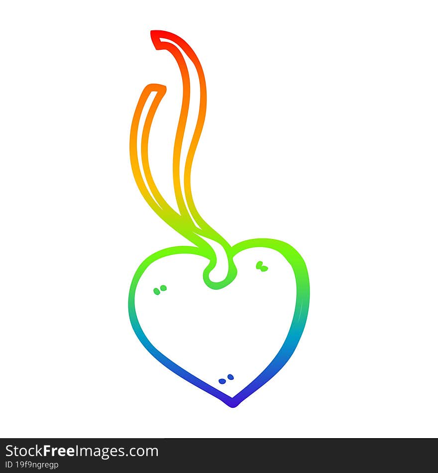 Rainbow Gradient Line Drawing Cartoon Heart Shaped Gift Tag