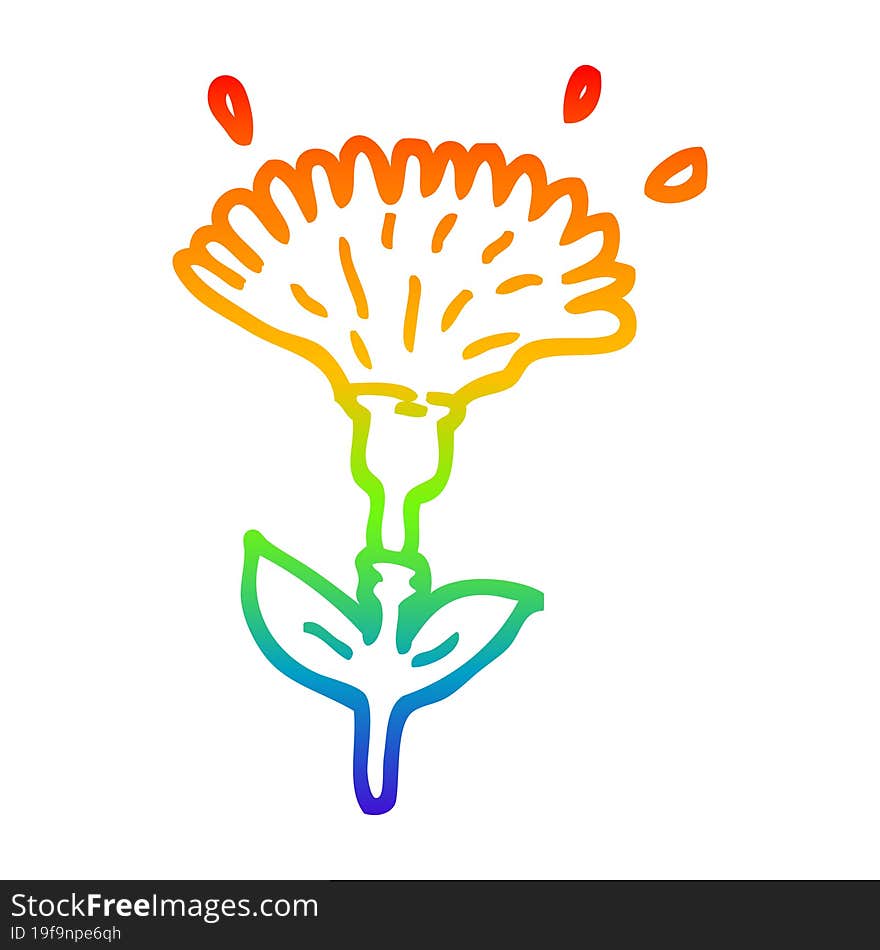 rainbow gradient line drawing cartoon dandelion opening