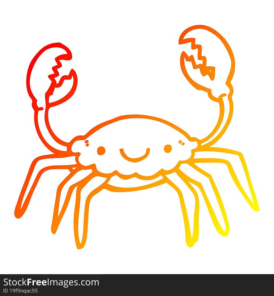 Warm Gradient Line Drawing Cartoon Crab