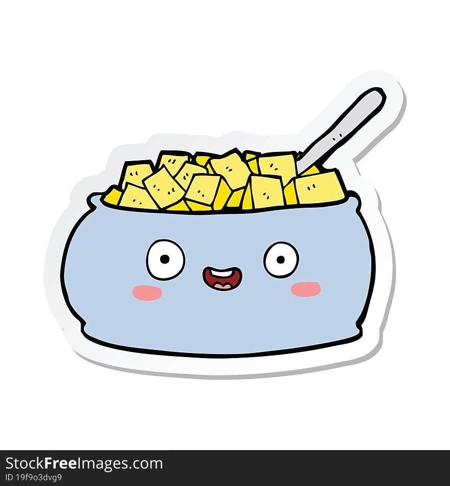 sticker of a cute cartoon bowl of sugar