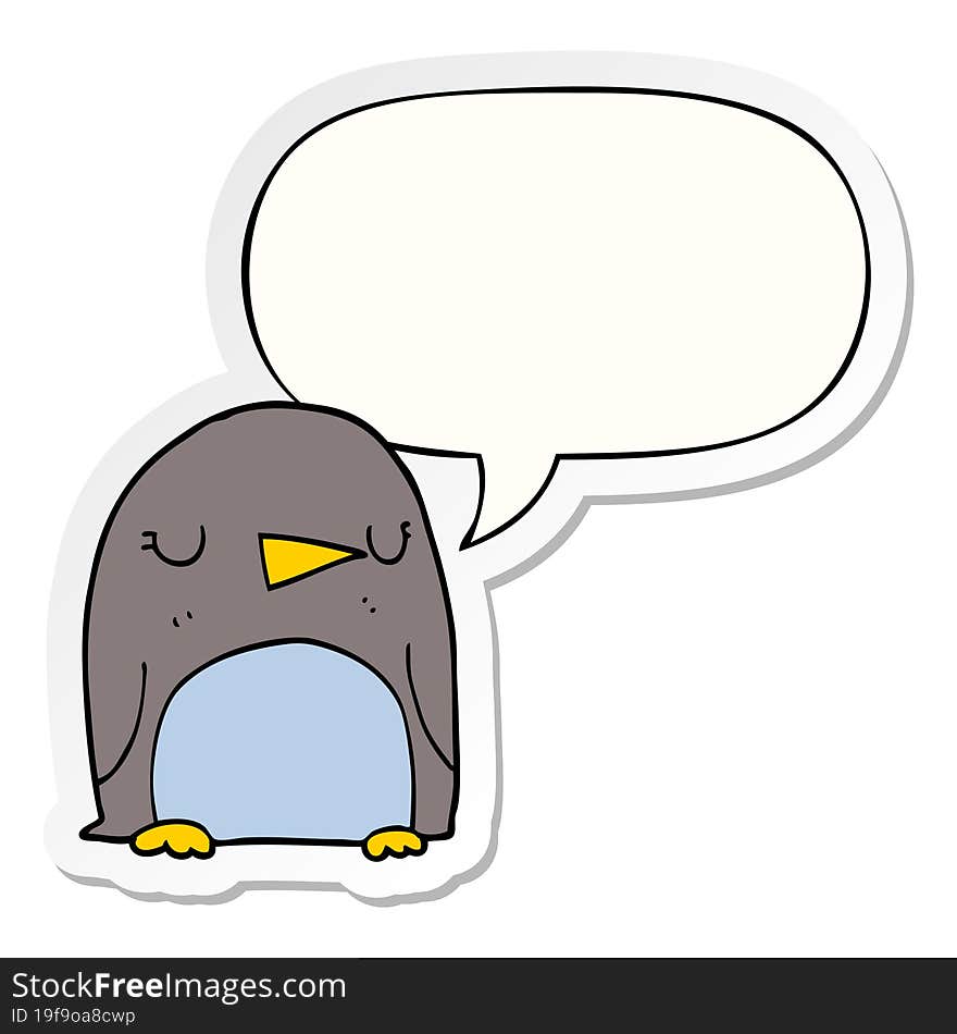 cartoon penguin with speech bubble sticker. cartoon penguin with speech bubble sticker