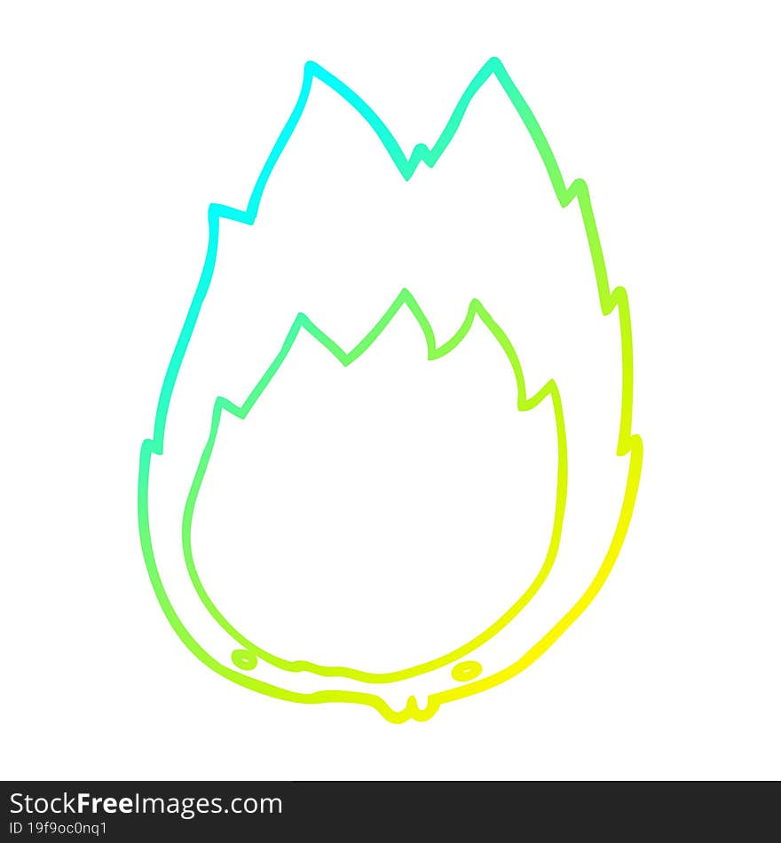 cold gradient line drawing cartoon flames