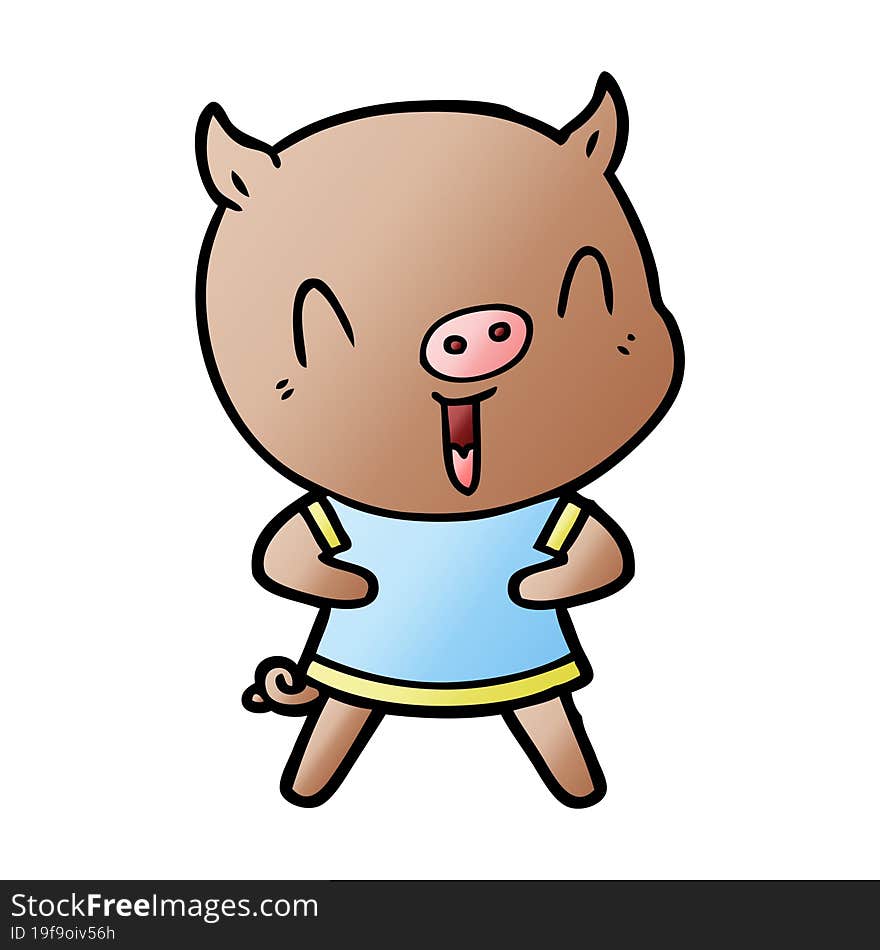 happy cartoon pig. happy cartoon pig