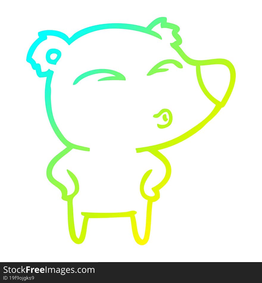 cold gradient line drawing cartoon whistling bear