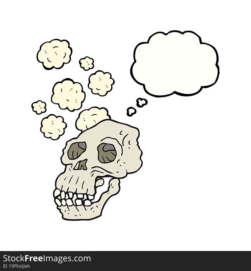 thought bubble cartoon ancient skull