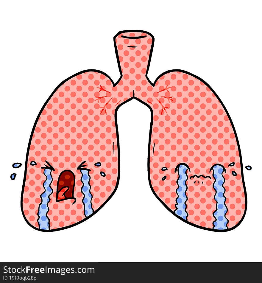 cartoon lungs crying. cartoon lungs crying