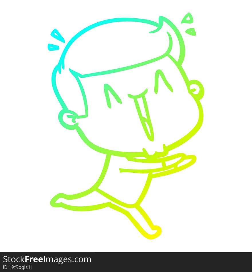 Cold Gradient Line Drawing Cartoon Excited Man