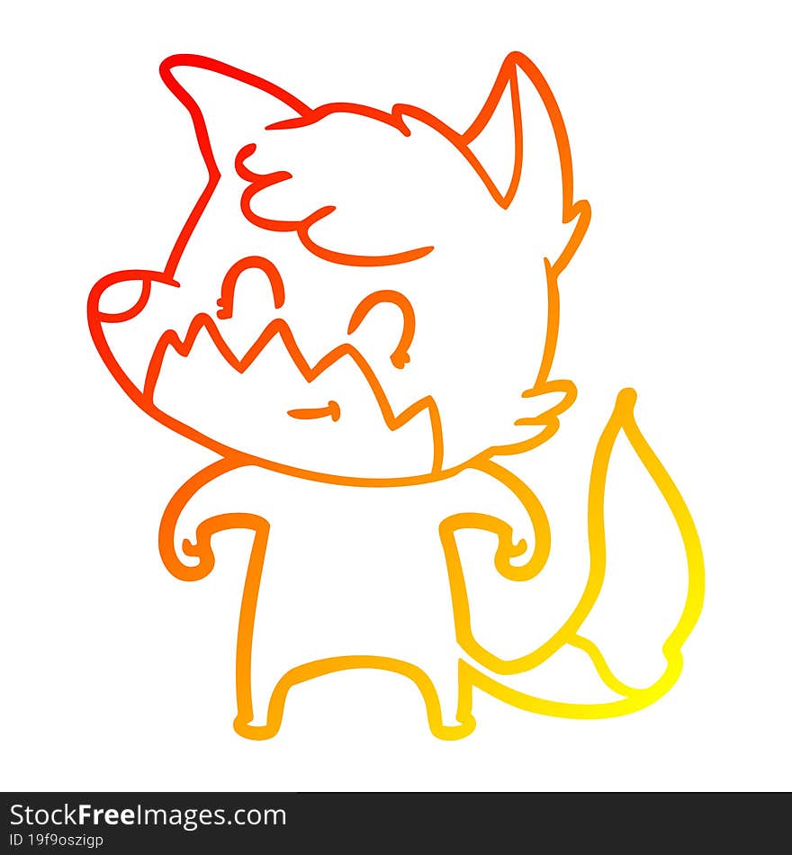 Warm Gradient Line Drawing Cartoon Friendly Fox