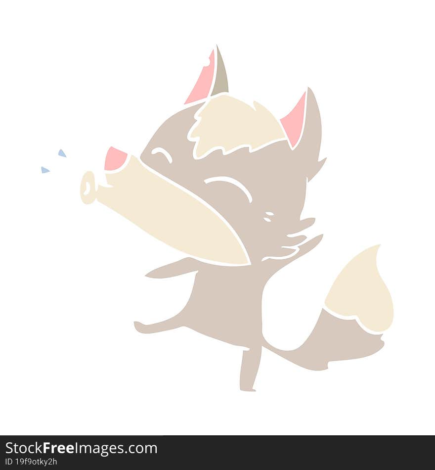 howling wolf flat color style cartoon