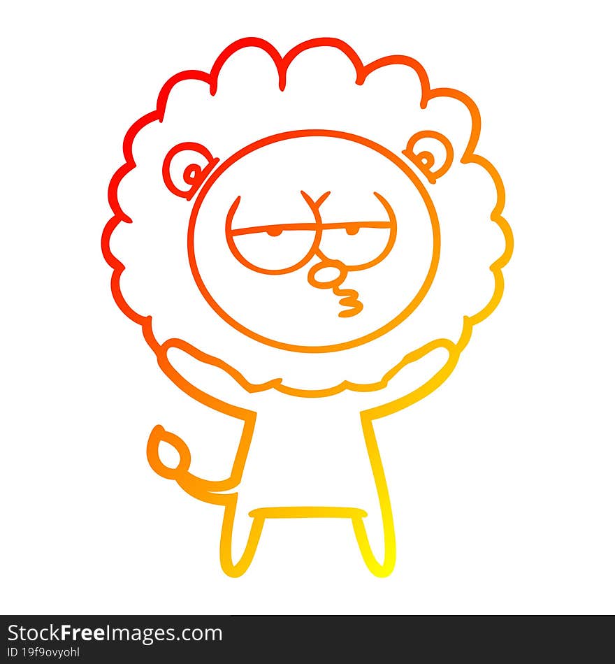 warm gradient line drawing cartoon bored lion