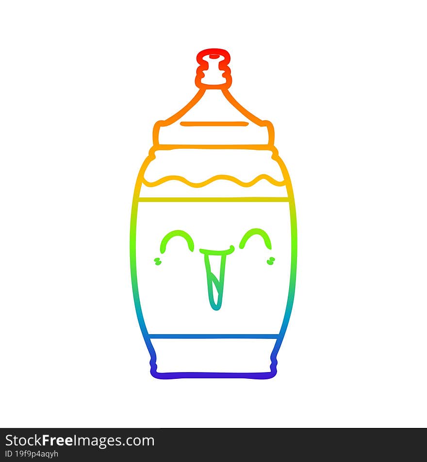 Rainbow Gradient Line Drawing Cartoon Happy Sports Drink