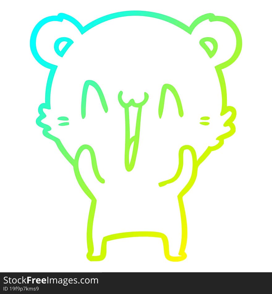 cold gradient line drawing happy bear cartoon