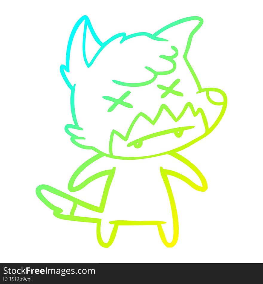 cold gradient line drawing cartoon dead fox