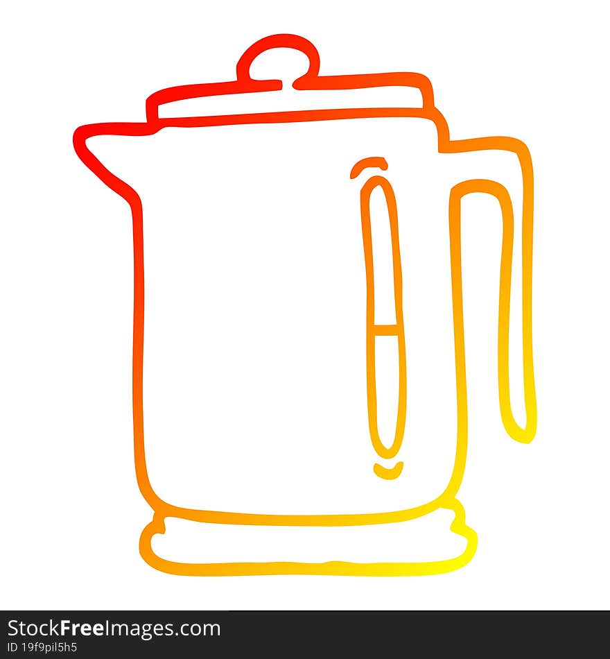 warm gradient line drawing of a cartoon kettle