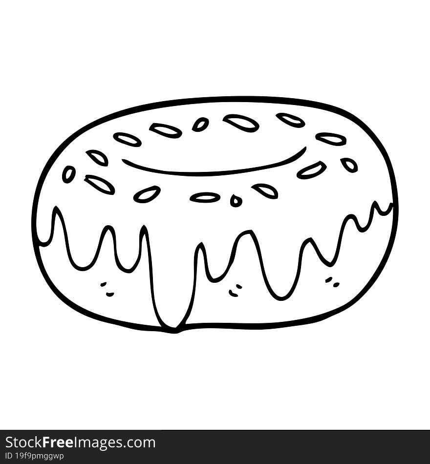 line drawing cartoon donut with sprinkles