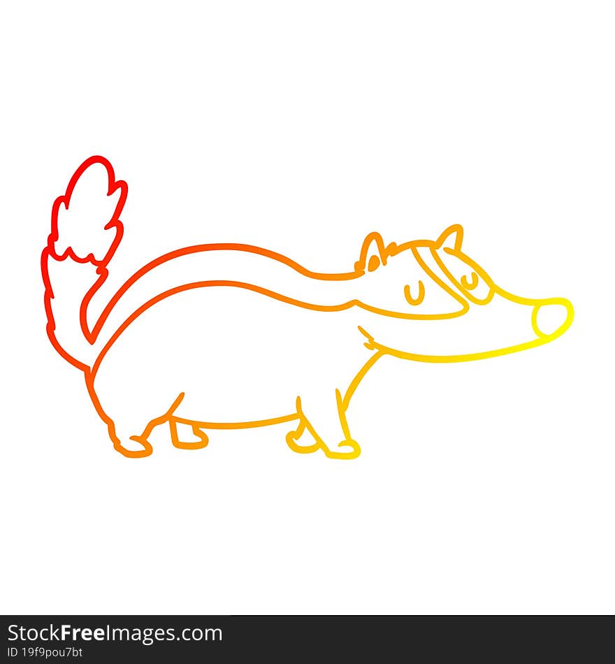 warm gradient line drawing cartoon badger