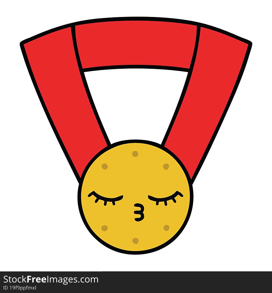 cute cartoon of a gold medal. cute cartoon of a gold medal