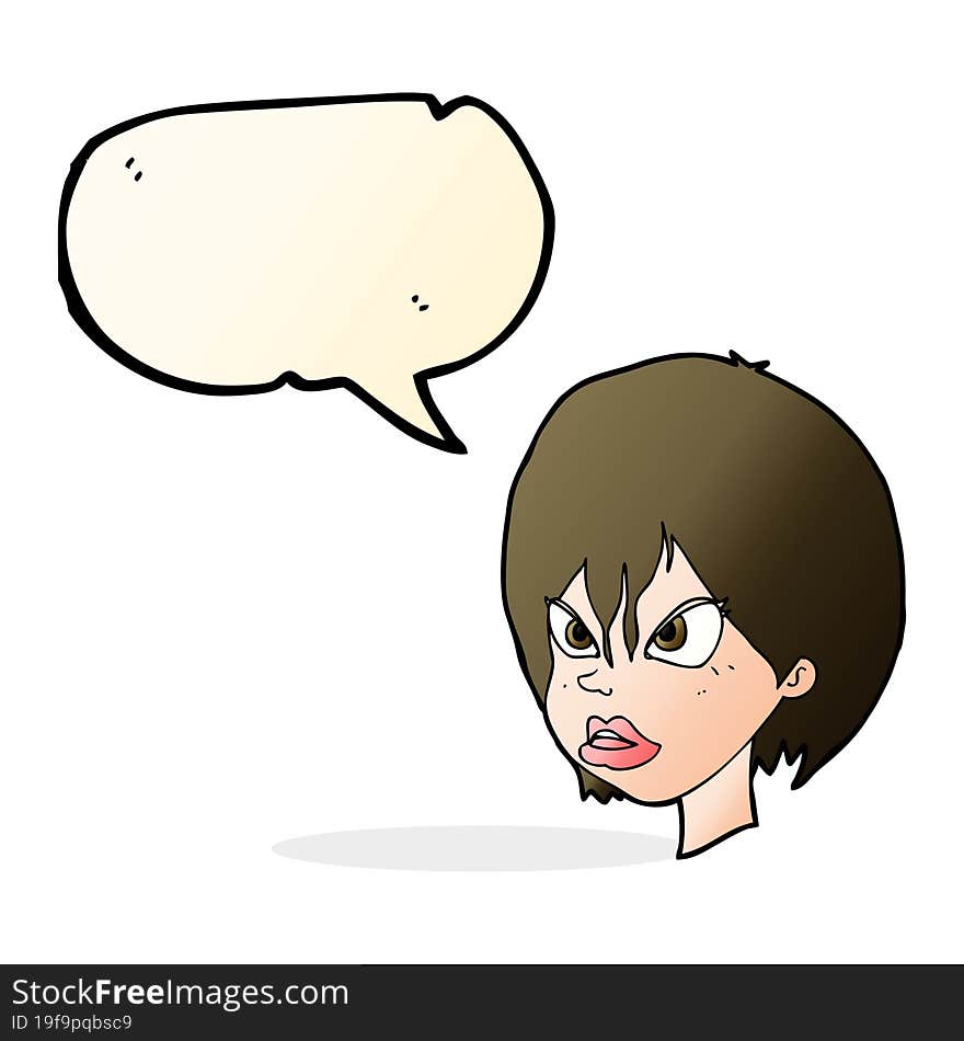 cartoon annoyed woman with speech bubble