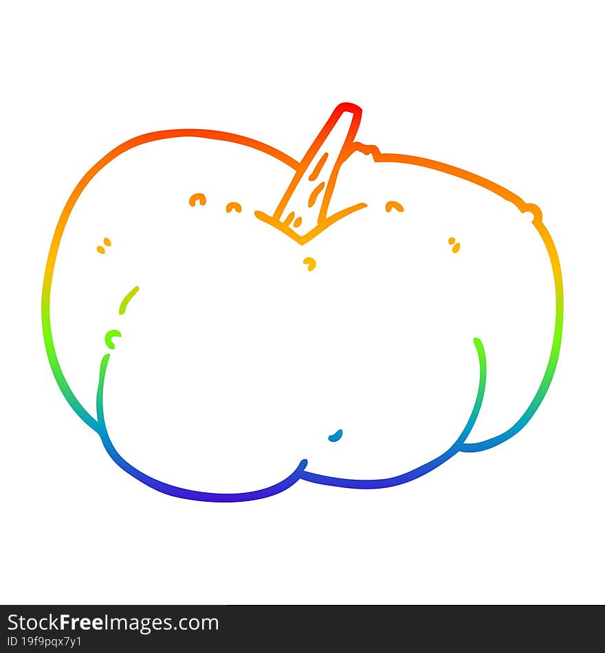 rainbow gradient line drawing of a cartoon pumpkin squash