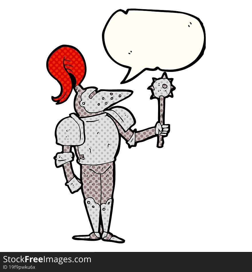 freehand drawn comic book speech bubble cartoon medieval knight