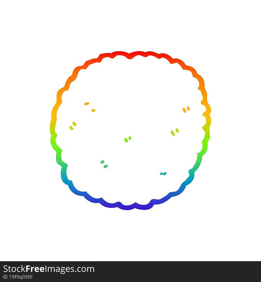 Rainbow Gradient Line Drawing Cartoon Biscuit