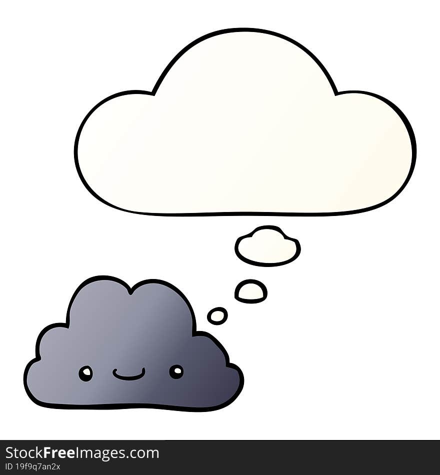 Cute Cartoon Cloud And Thought Bubble In Smooth Gradient Style