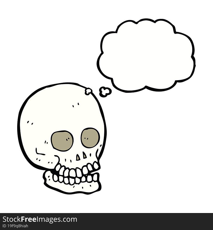 cartoon skull with thought bubble