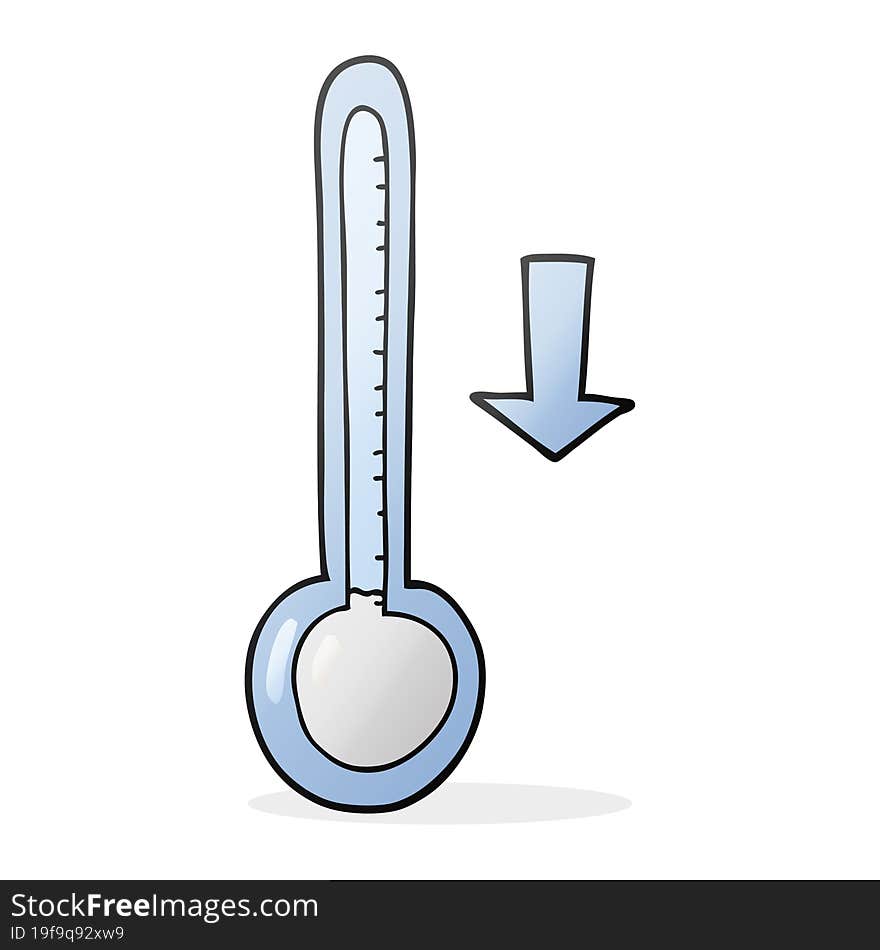 freehand drawn cartoon dropping temperature