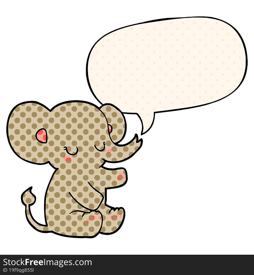 cartoon elephant and speech bubble in comic book style