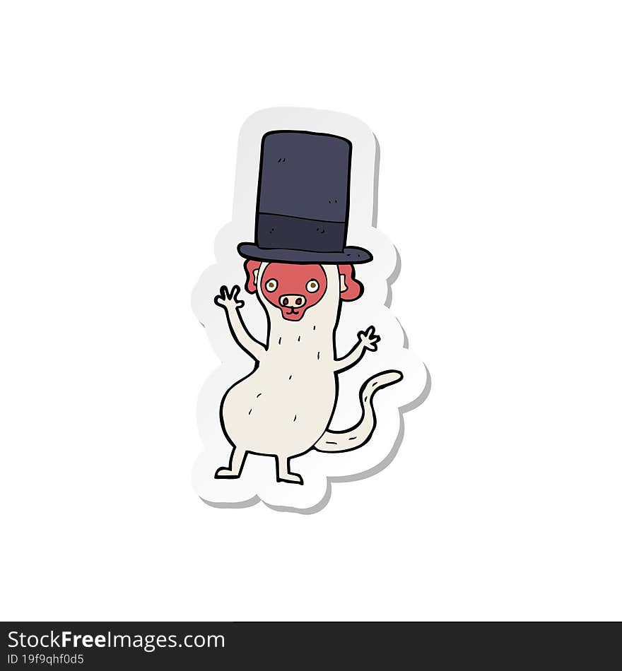 Sticker Of A Cartoon Monkey In Top Hat