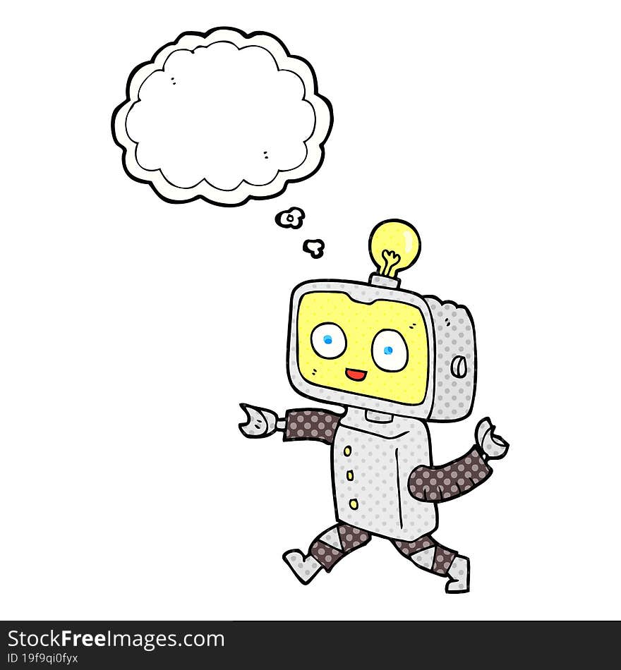 thought bubble cartoon little robot