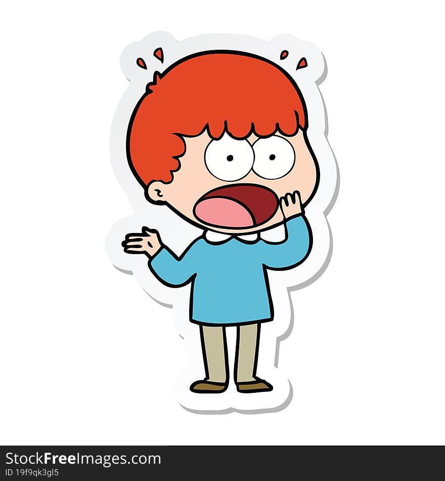 sticker of a cartoon shocked man gasping